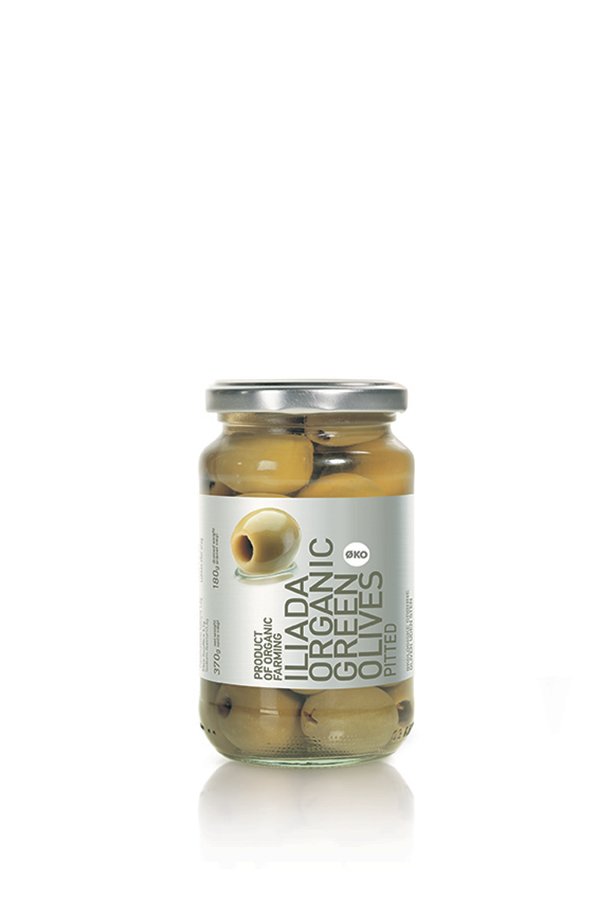 ILIADA Platinum Organic Green Olives Pitted