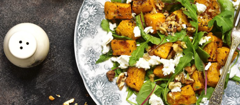 Roasted Pumpkin Salad with Feta Cheese & Oregano